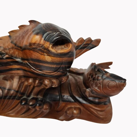 Chinese Boxwood Double Fish Carving 9" - Picture 2 of 7